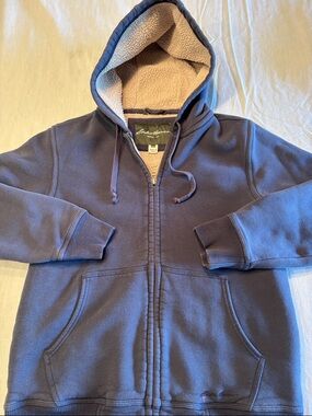 Eddie Bauer Navy Sherpa Lined Zip-Up Hoodie , S , $29